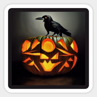 Crow and Jack o'Lantern Sticker